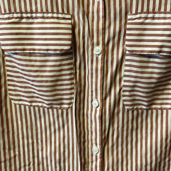 Express Light Brick Color Pinstripe Button Up Extra Small - Picture 4 of 6